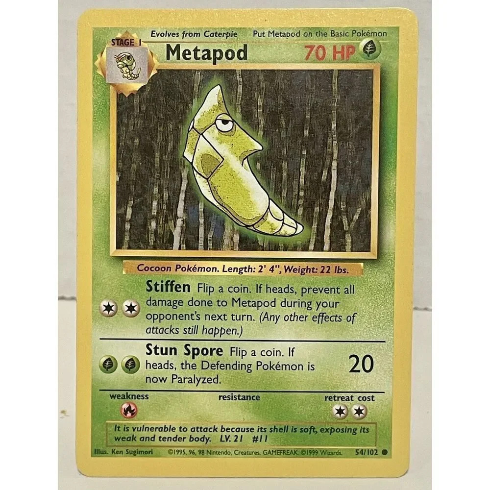Metapod 54/102 Base Set Common Unlimited Pokemon WOTC Vintage NM